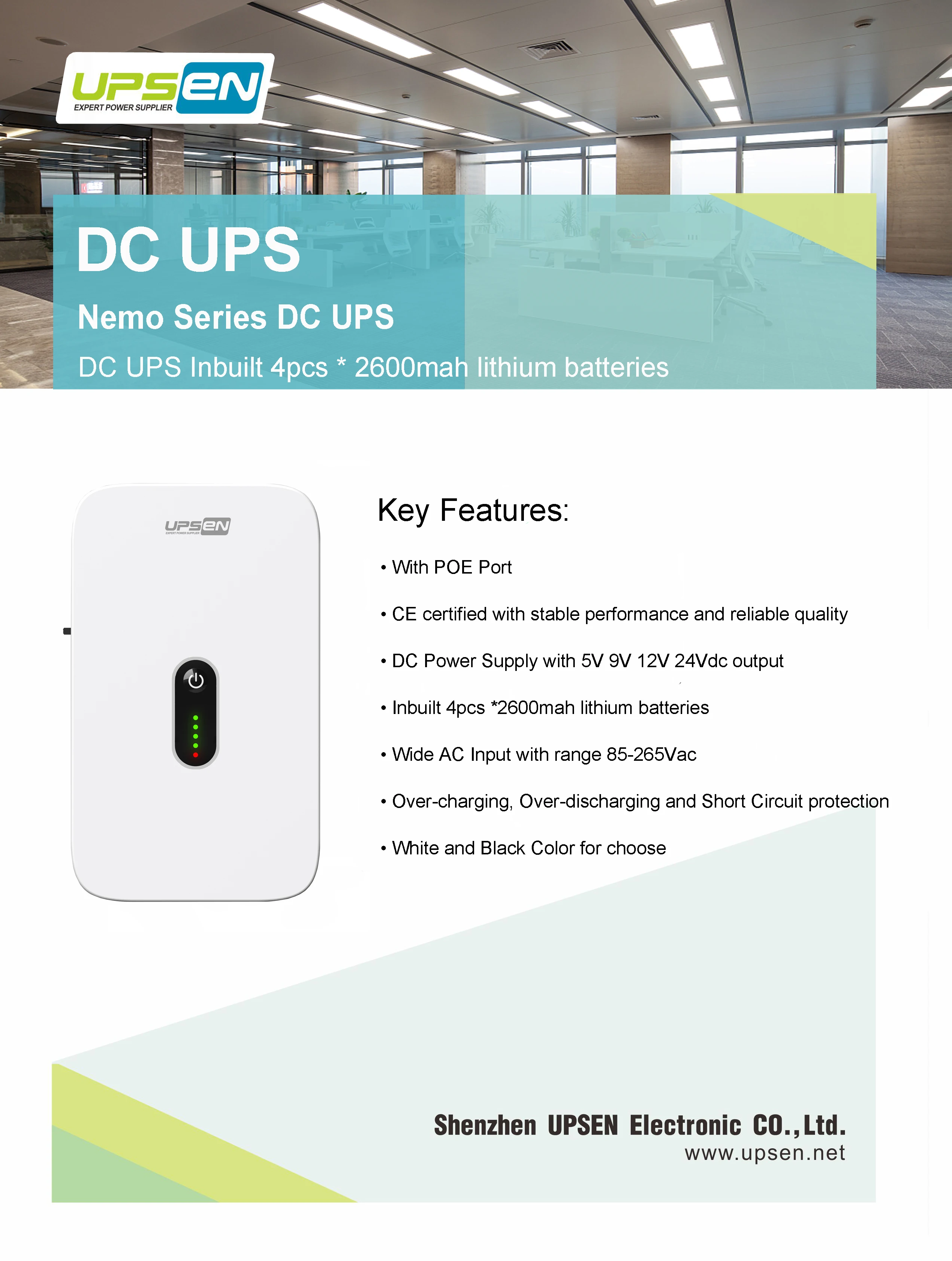 Adjustable Voltage DC UPS 5V 12V 24V for Office Home Network Equipment and Security System