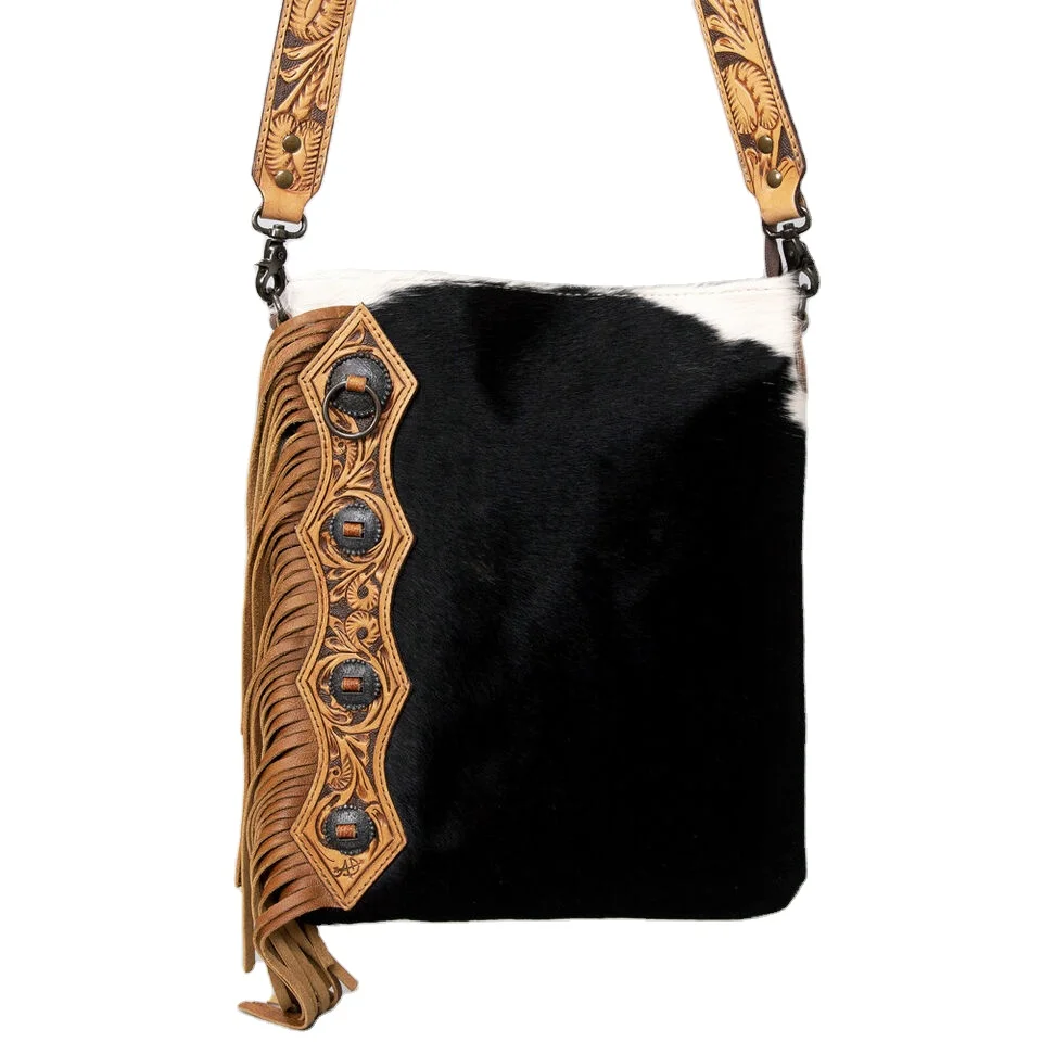 Cowhide Custom Tooled Cowhide Hair On Fur Leather Western Crossbody Bag ...