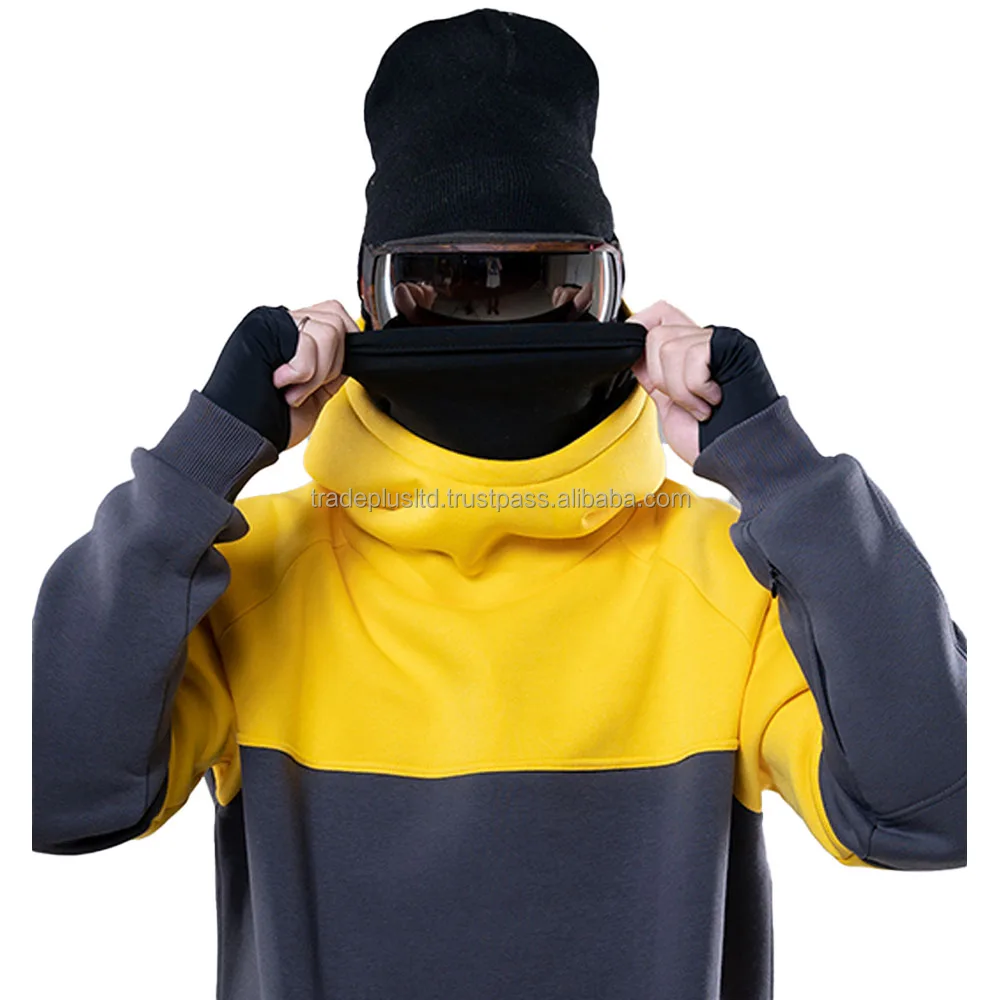 Custom Ski Snowboard Long Tall Hoodie Unisex High Neck Hoody Breathable