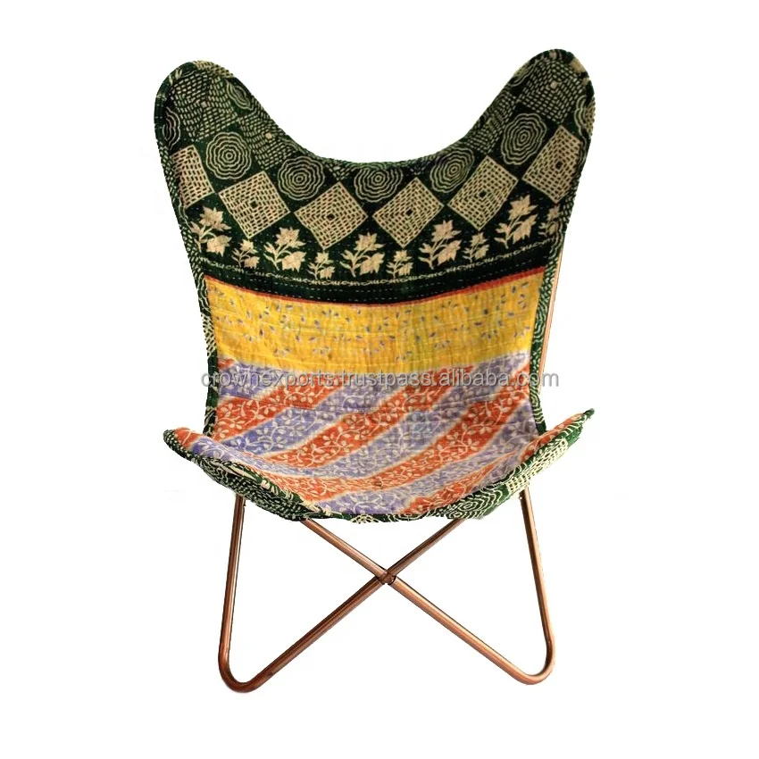 Modern Dark Brown Leather Butterfly Chair Classical Design Foldable