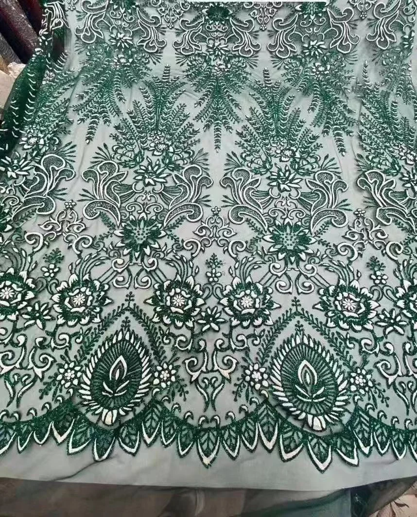 Glitter Lace Fabric Shiny Sequins for Wedding Dresses