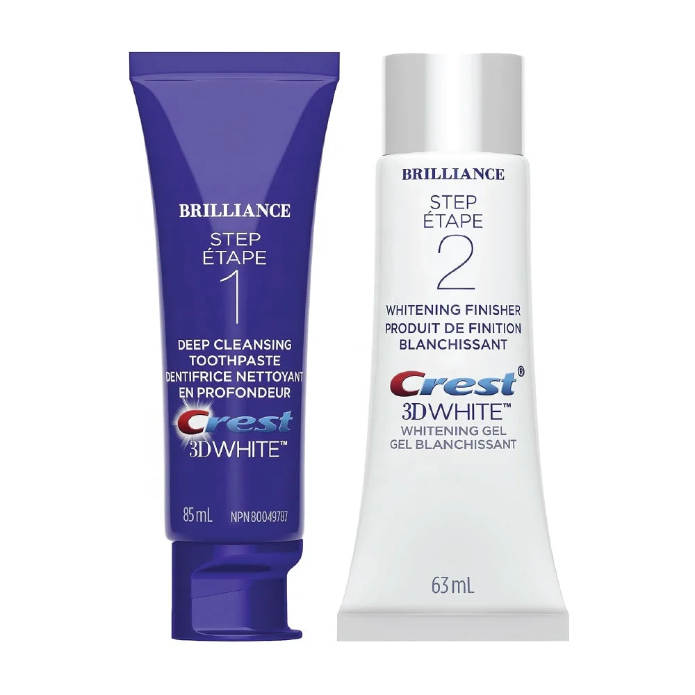 Crest 3DWhite Brilliance 2 Step Toothpaste Deep Clean (4oz) + Teeth Whitening Gel (2.3oz) Crest Toothpaste Kit