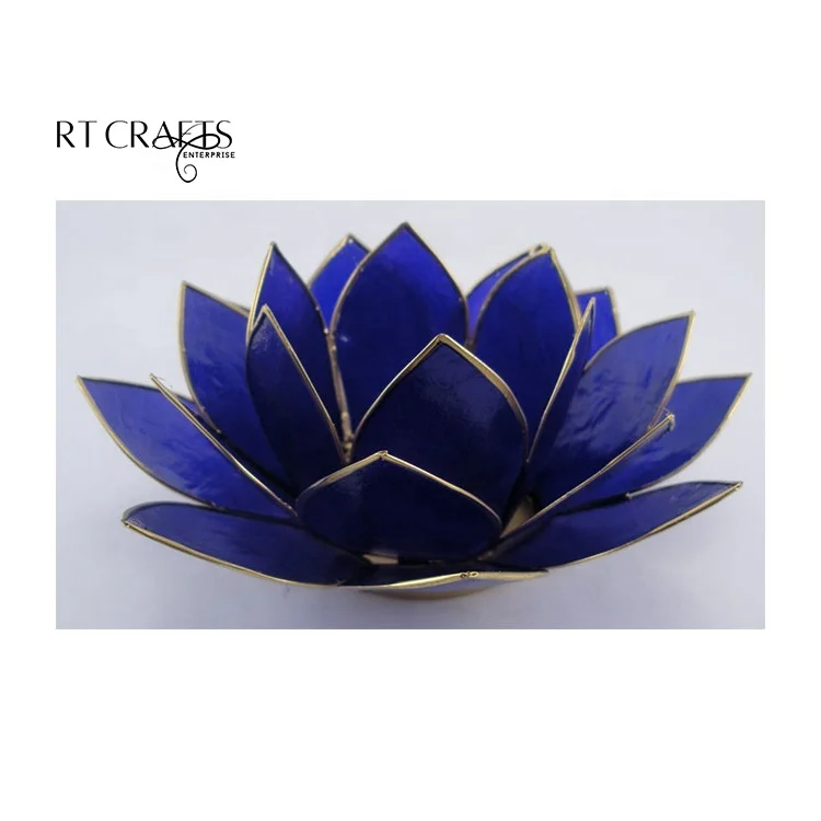 Capiz Shell Lotus Candle Holder in Chakra Colors for Meditation & Mood Lighting Spiritual Home Decoration Gift