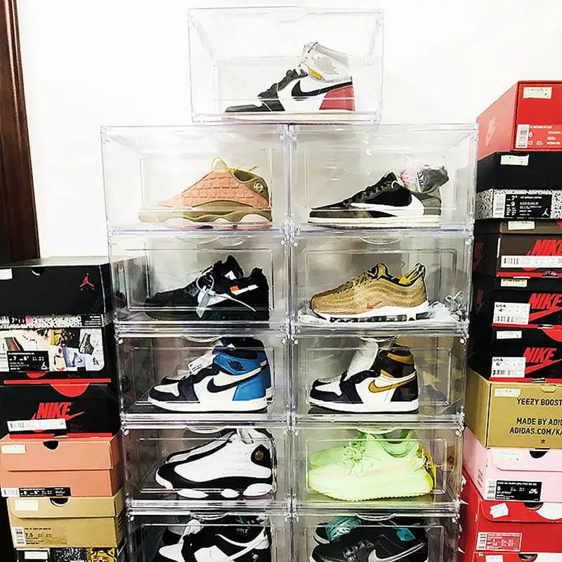 Modern Style PS Stackable Plastic Clear Storage Shoes Sneaker Box for  Multifunction Household Organizer