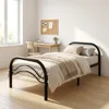 Letto singolo in metallo nero con doghe larghe