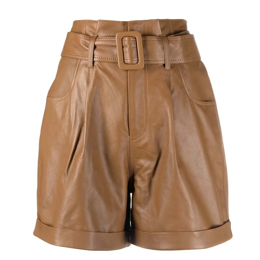 2021 Prezzo Di Fabbrica Su Misura Delle Donne Nuovo Disegno Cinghia Ciclo A Vita  Alta Puro Pantaloncini In Ecopelle - Buy Pantaloncini Cintura A Vita Alta  In Pelle Da Donna Pantaloncini In