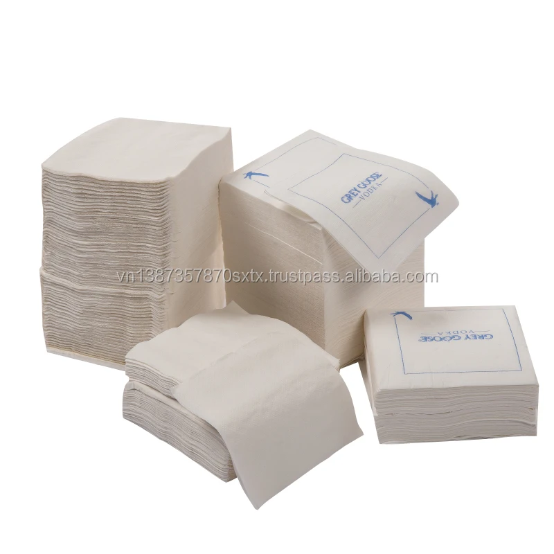 Custom Logo Eco-Friendly Unbleached Bamboo Paper Disposable Napkins Brown Cocktail Napkin Bag for Parties