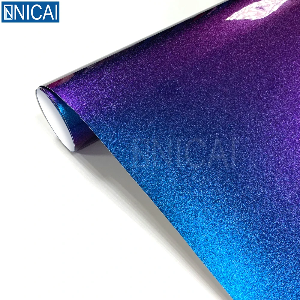 NICAI Автомобильная виниловая фабричная пленка-Хамелеон Алмазная Глянцевая фиолетовая на синюю пленка для автомобиля матовая пленка-хамелеон с изменением цвета