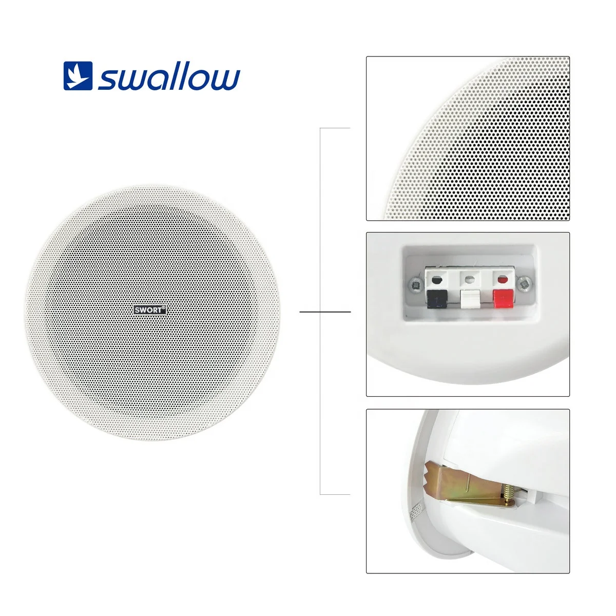 OEM Indoor Wireless for Bluetooth Ceiling Speaker for Home Theatre 70V 100V Metal Grille with Narrow Bezel Plastic Back Cover