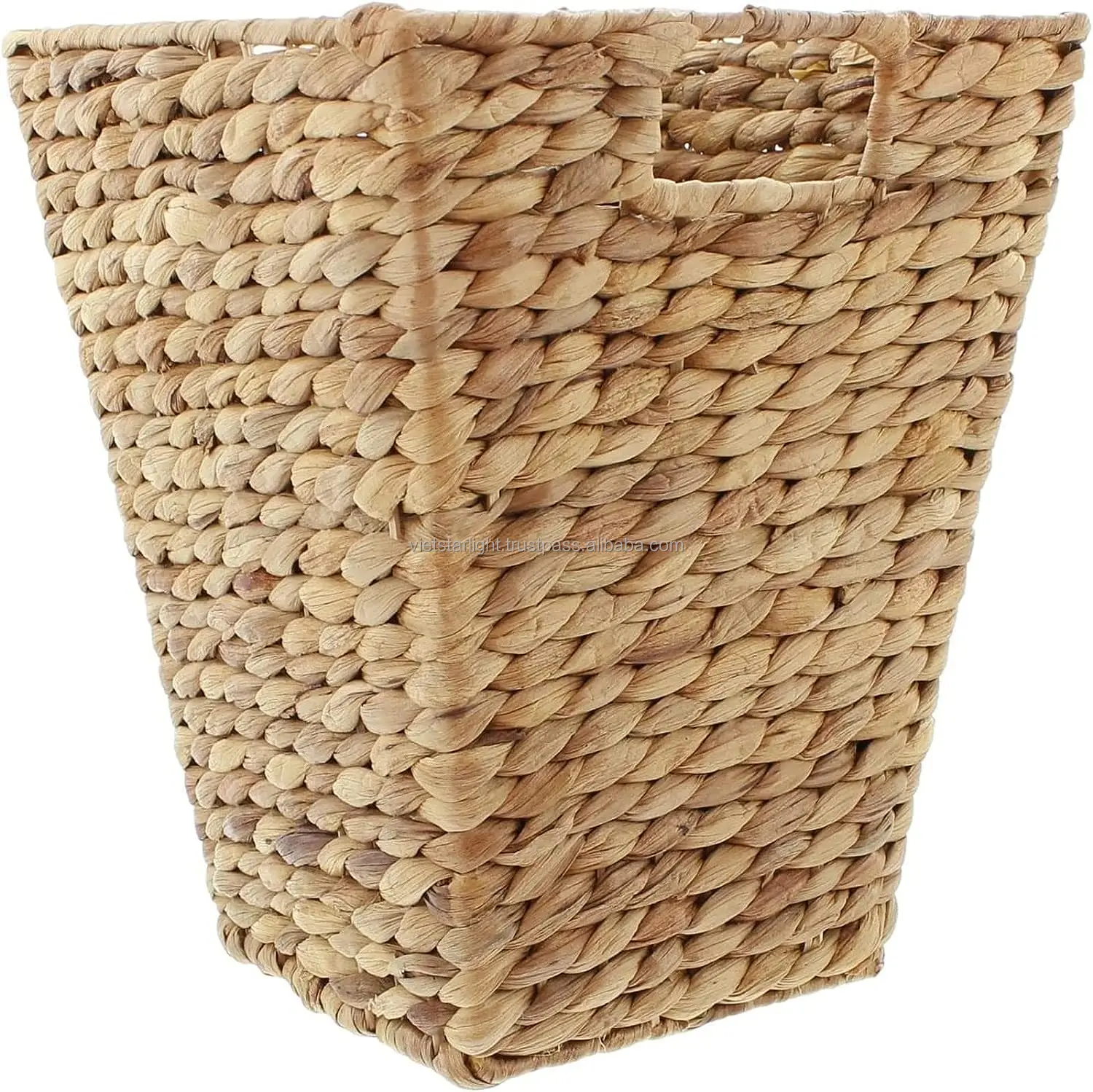 Natural Seagrass Wicker Water Hyacinth Round Waste Basket Trash Bin For