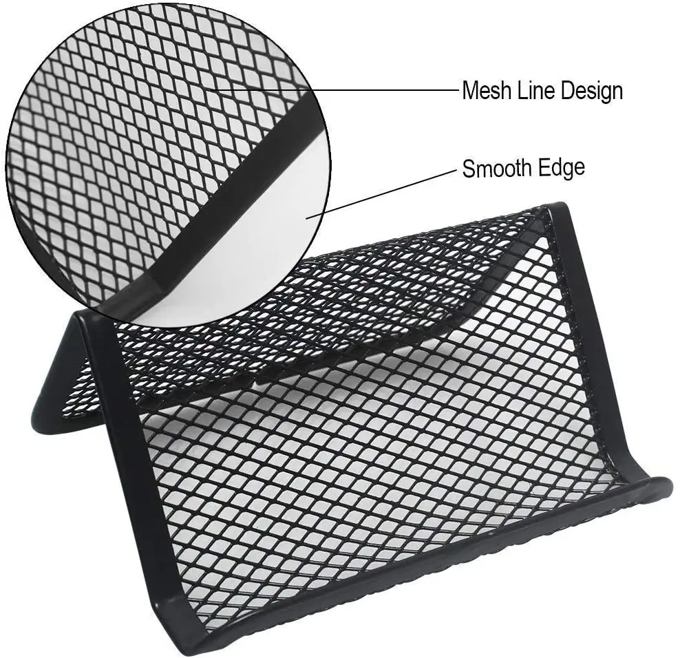 Держатель для визиток сетчатый Настольный органайзер серебристого и металлического цвета