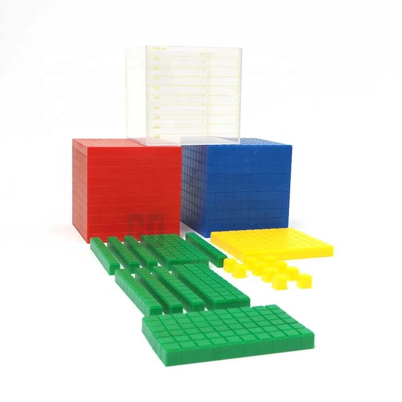 Set of 132 Piece Convex Surface Base Ten Frames, Place Value Blocks, Math Manipulative Plastic Base 10 Blocks Frame with Box