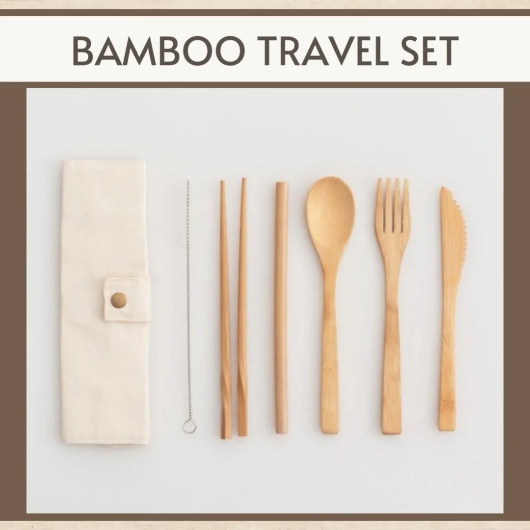 Spoon And Fork Reusable Eco Friendly Bamboo Cutlery Travel Picnic