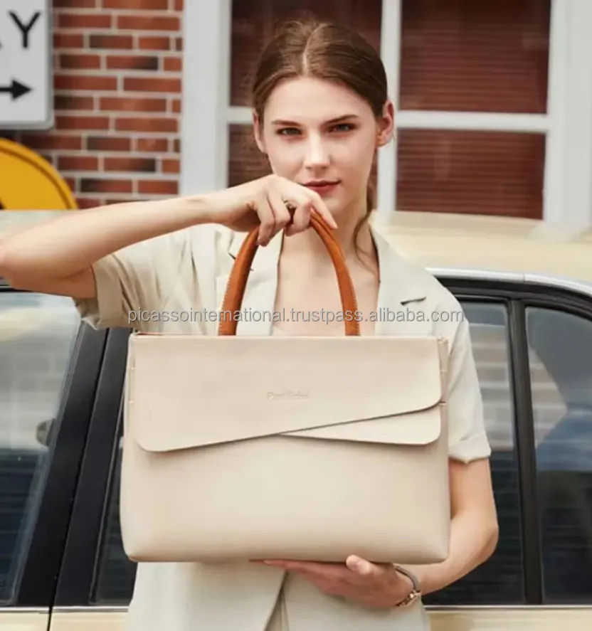 2024 Hot Sale Luxury Women's Genuine Leather Tote Handbag New Fashion Button Zipper Perfect Anniversary Gift Cotton Lining Logo