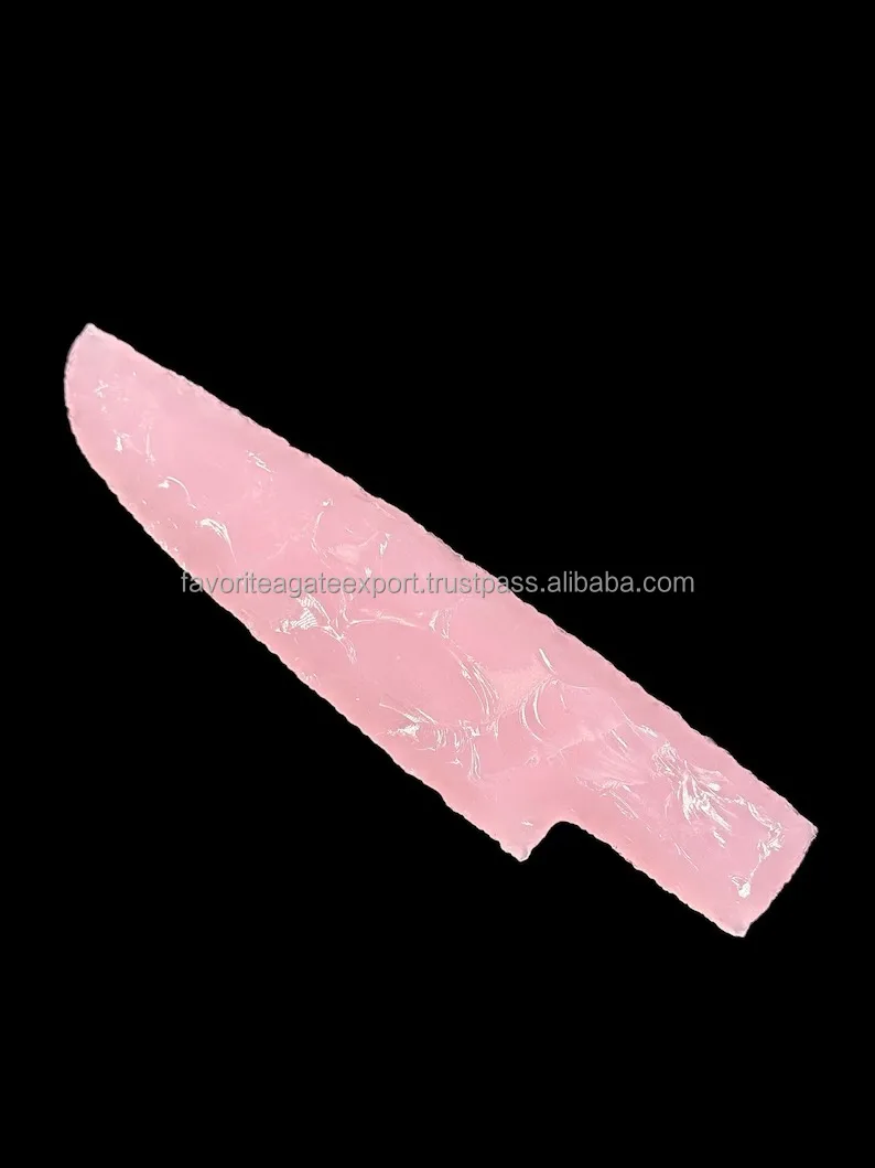 Handcrafts Rose Quartz Glass Knife Kanpping Notched Fantasy Blade Hand ...