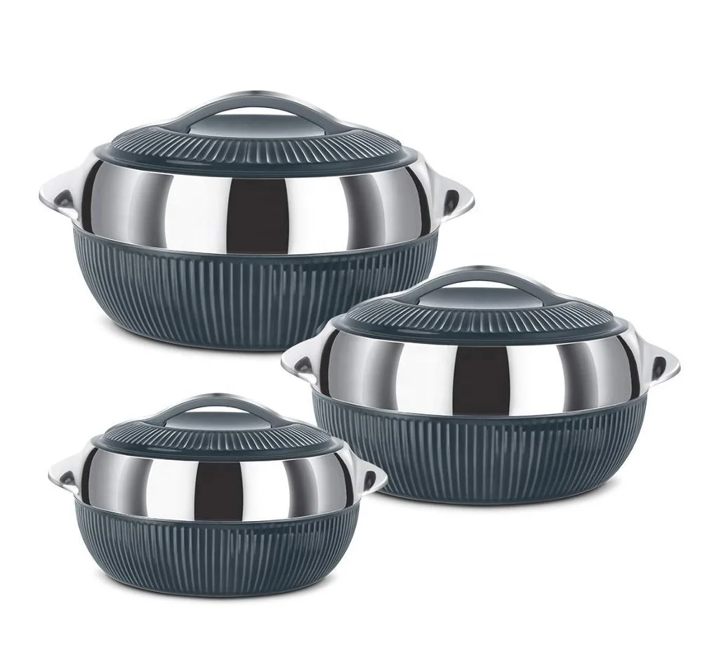 Steel Cookware Set 3 Pcs Casserole Cooking Pot Set  Plastic with Stainless Steel Hot Pot 3 Liter 2 Litre