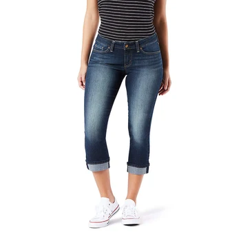 Women's Clothing Pant Women's Mid-Rise Slim Fit Capris Plus Size Women's Jeans Gold Casual Pants
