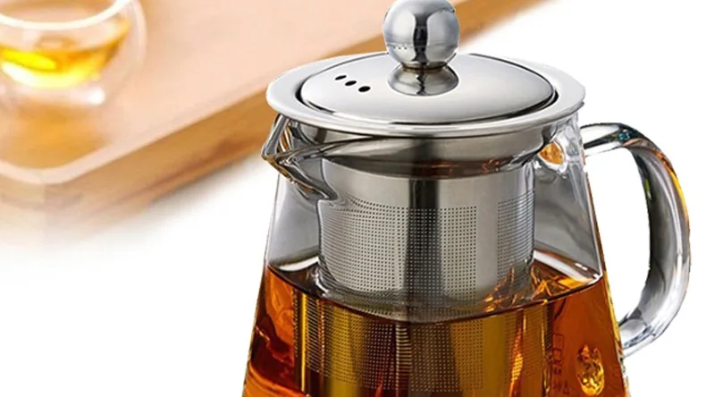 Heat Resistant Glass Teapot With Stainless Steel Infuser Heated Container Tea Pot Good Clear