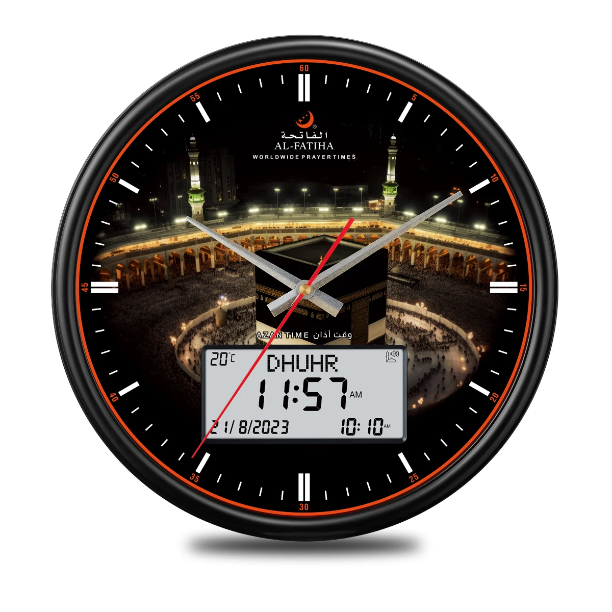 AL FATIHA Round Islamic LCD Digital Mosque Home Life Wall Muslim Athan Prayer Time Ramadan Adhan Masjid JAM Azan Clock