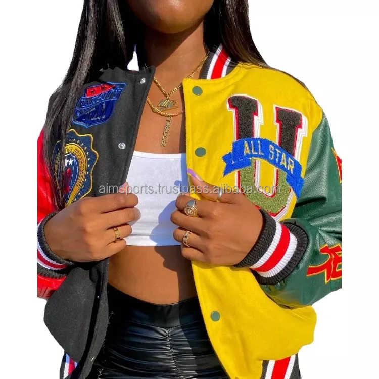 Veste Universitaire (letterman) En Laine Et Cuir Noir - Taille L, Style Baseball Bomber, Neuf Avec étiquettes