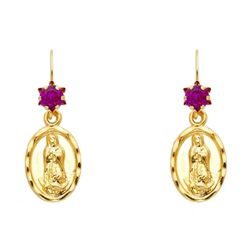 Brand New Trendy Gold-Plated Mother Mary Earrings Diamond-Studded