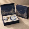 Indigo with gold foil kiln landscape artwork