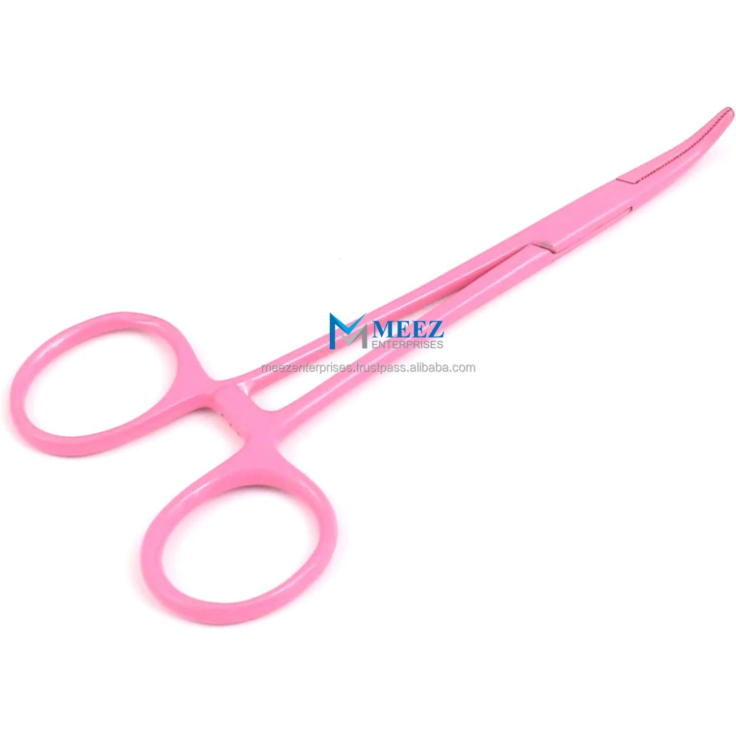5" Curved Mosquito Hemostat Forceps Locking Clamps Pink Color Stainless