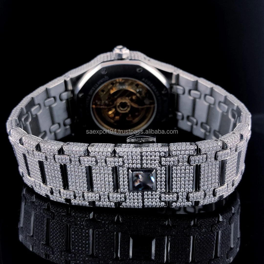 Limited Edition Moissanite Diamond Studded Hip Hop Watch Waterproof Automatic Date Timepiece Jewelry Stainless Steel Watch