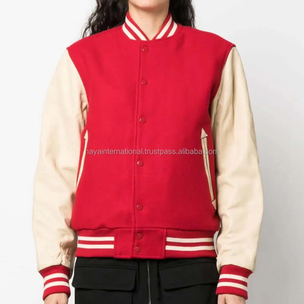 Hot Selling Letterman Varsity Jackets Women Streetwear Custom Plain Wool New Fashion Varsity