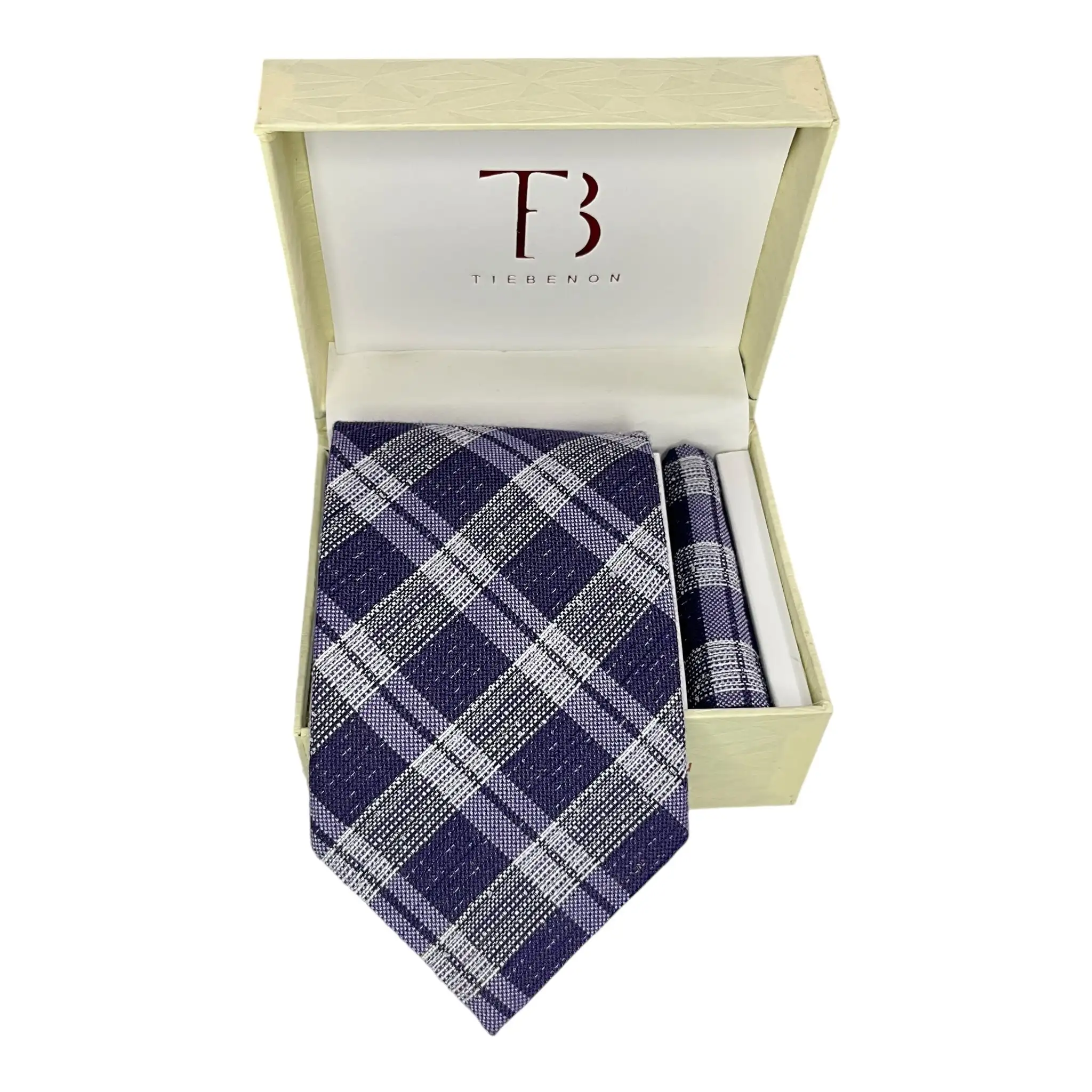 Tie Benon Multi-Color Tartan Plaided Broad Cashmere Tie and Pocket Square Combo