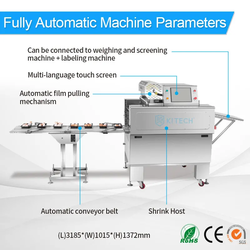 Flow Automatic Fresh Vegetable Fruit Strawberry Grape Cling Film Packing Machine Customize