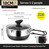 Wok 18 cm + couvercle + cuiseur vapeur [poignée pliante en acier inoxydable 316]
