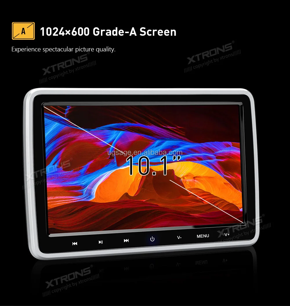 Xtrons 10.1" Digital Tft Screen Car Clipon Headrest Dvd Player For All