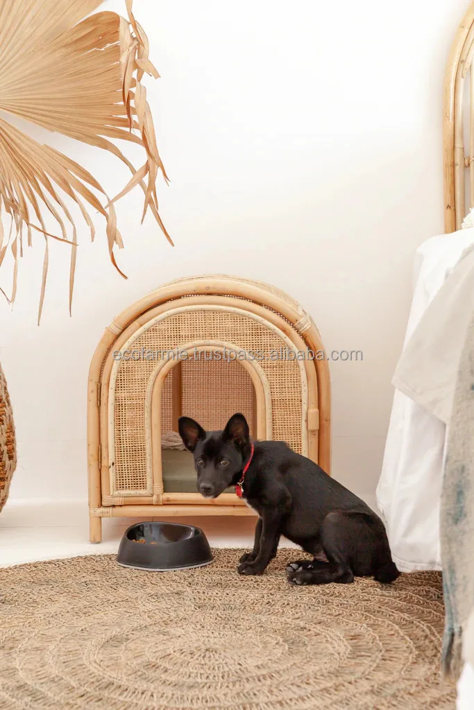 View of Cozy Rattan Dog House - Eco-Friendly Pet Furniture for Dogs and Cats ...