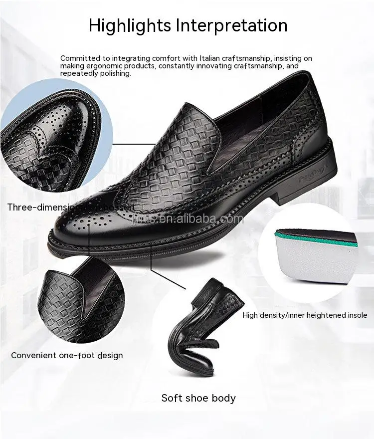 Wholesale Slip On Woven Leather Loafer Men Business Formal Dress Shoes