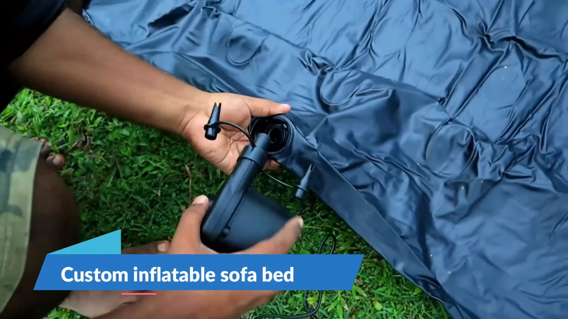 Outraveler Black Pvc Inflatable Flocked Sofa Bed Wooden Material ...