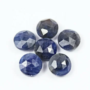 Untreated Unheated Blue Sapphire Rose Cut Round Loose Gemstones 6pc 8mm