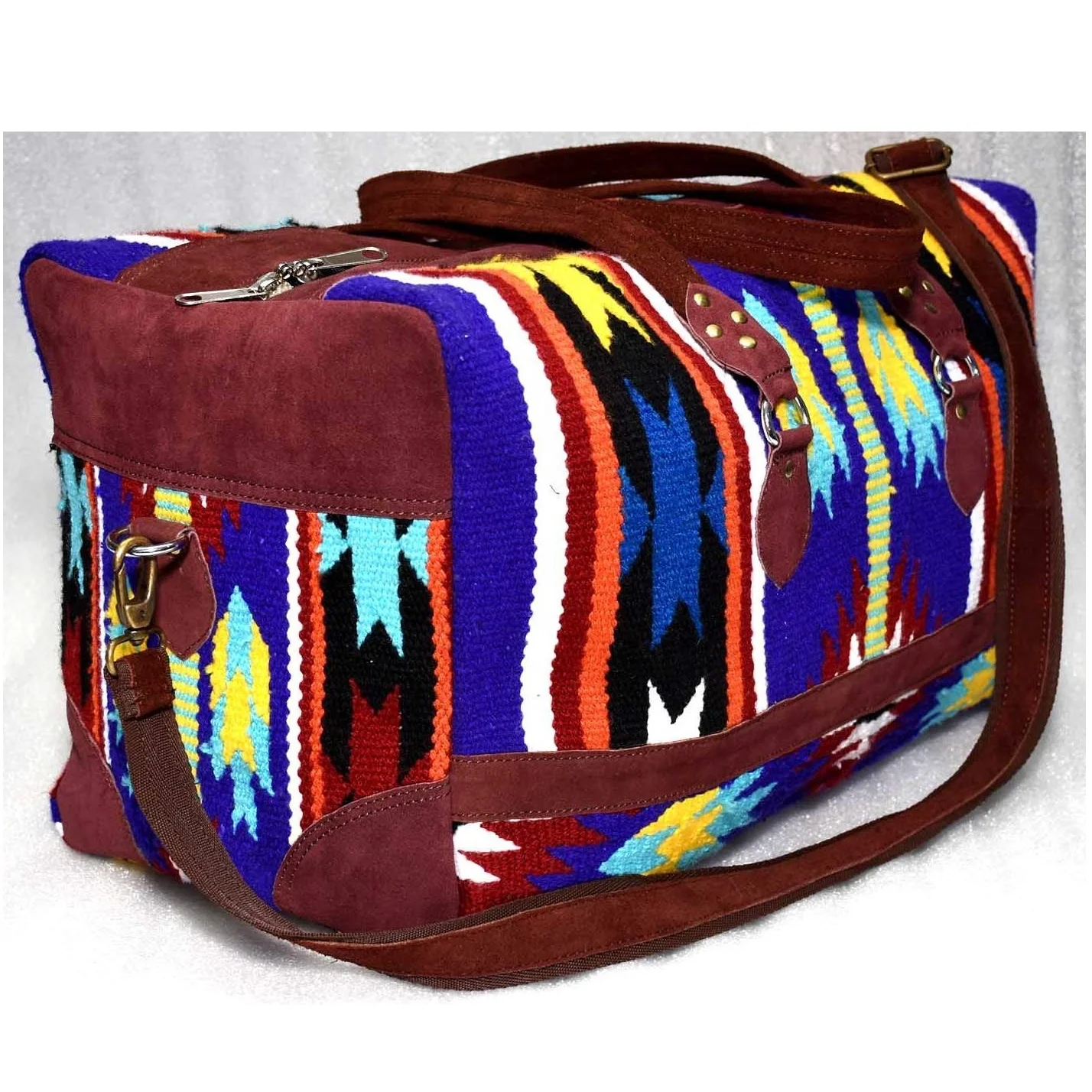 Navajo Designtravel Bag With Suede Leather Design Double Handle ...