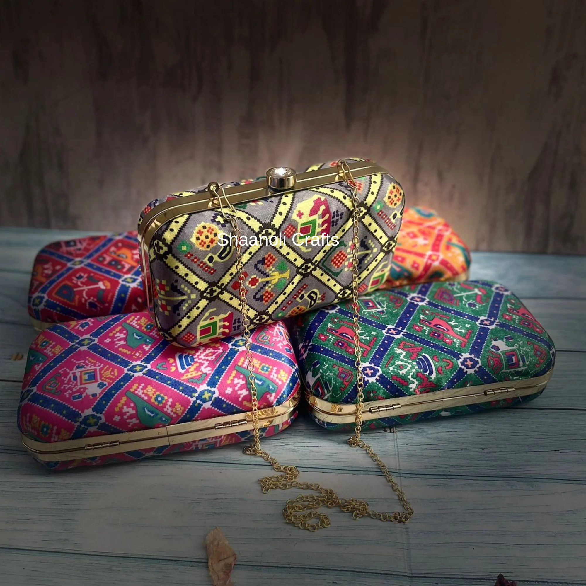 Borsa da donna indiana con stampa fatta a mano per pochette regalo