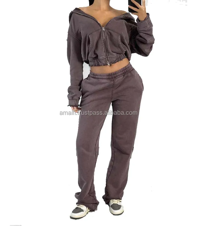 Crop Top Hoodie Short Jogger Set Outfits Women Clothing Custom Ladies Women Blank Cropped Hoodie And Shorts Set