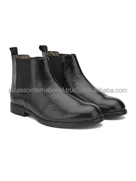 Leading Manufacturer of Eye Catching Design Custom Logo Factory Made High Quality Genuine Cow Hide Leather Boots Shoes for Men