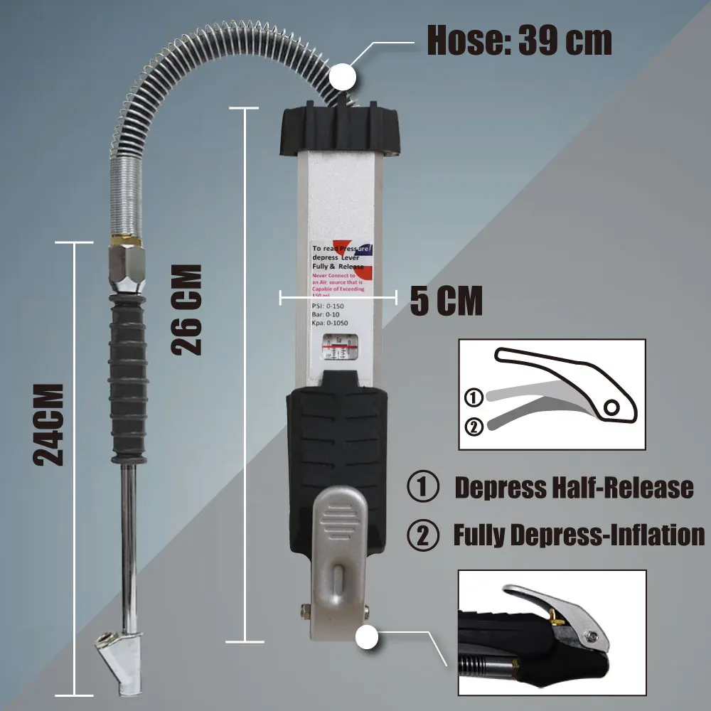 LEMATEC Heavy Duty Tyre Inflator for Truck and Vehicle Tools Portable for Industry Use