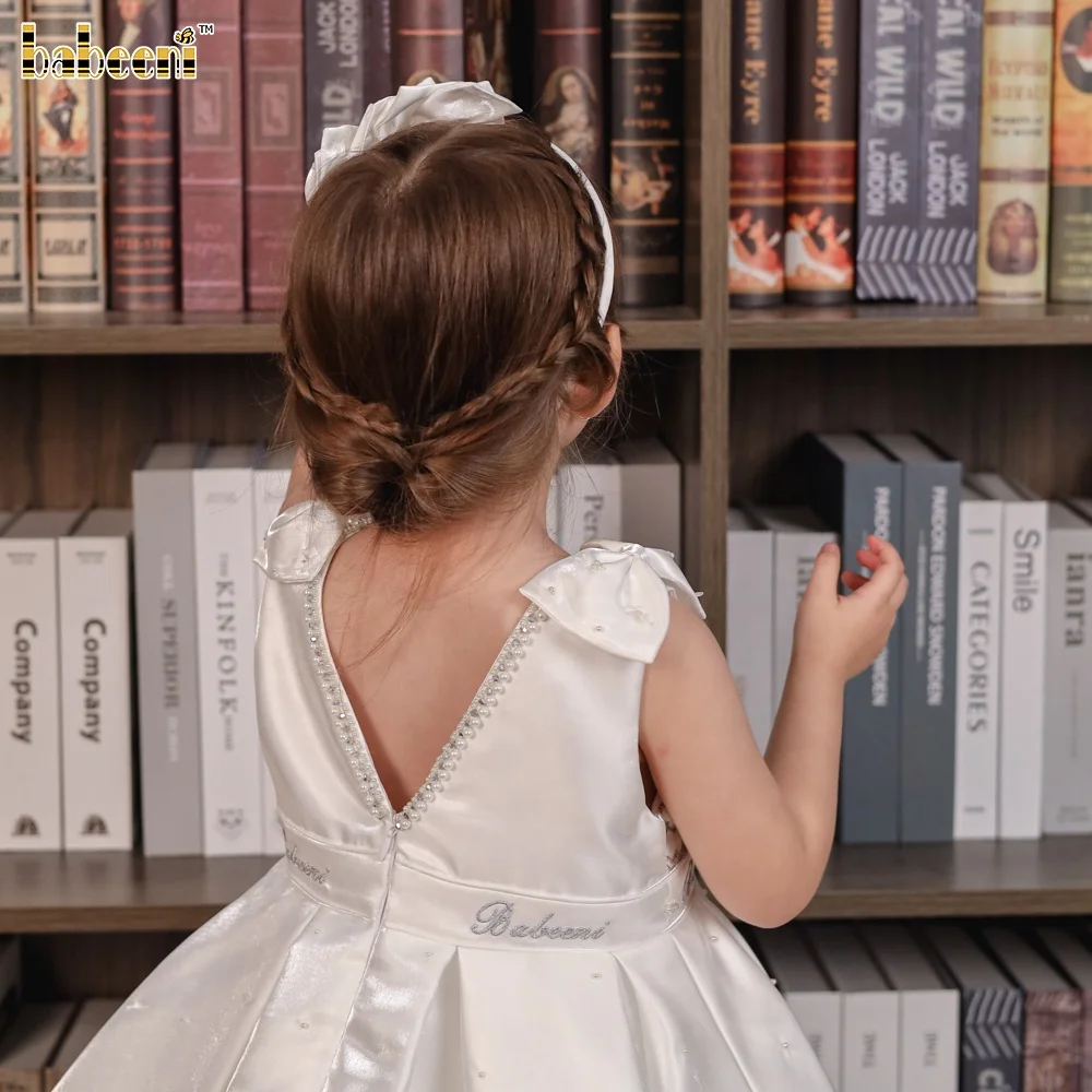 Fancy Taffeta Hand Smocked Children Autumn Dress ODM Baby Wholesale Manufacturer-FC005