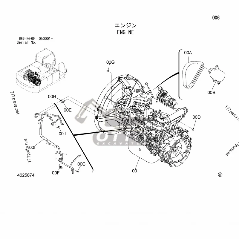 OTTO Genuine AA-6HK1-XQP Diesel Engine for Excavator ZX330