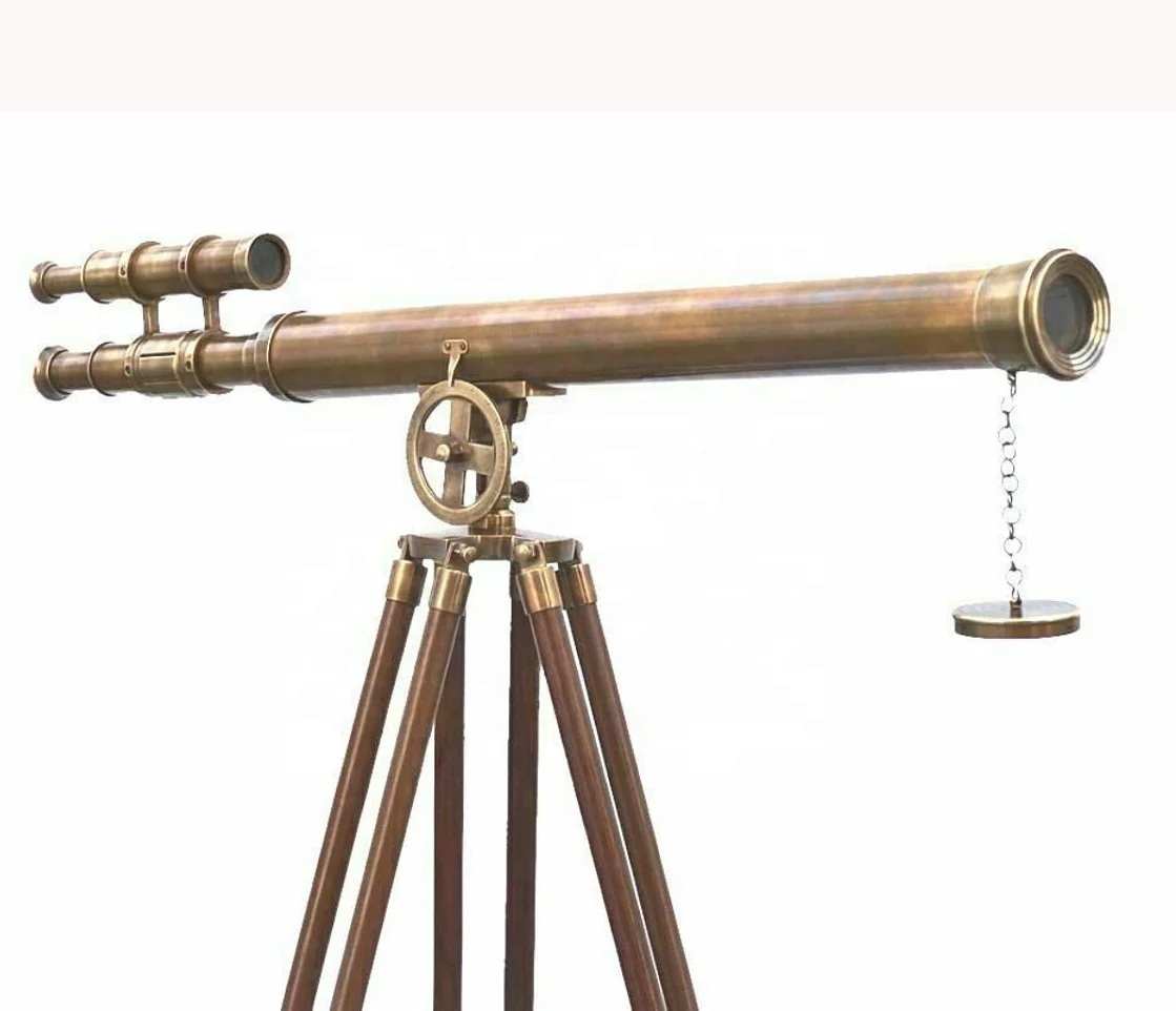 Nautical Brass 39" Telescope on Wooden Tripod Stand Antique Vintage Spyglass New 