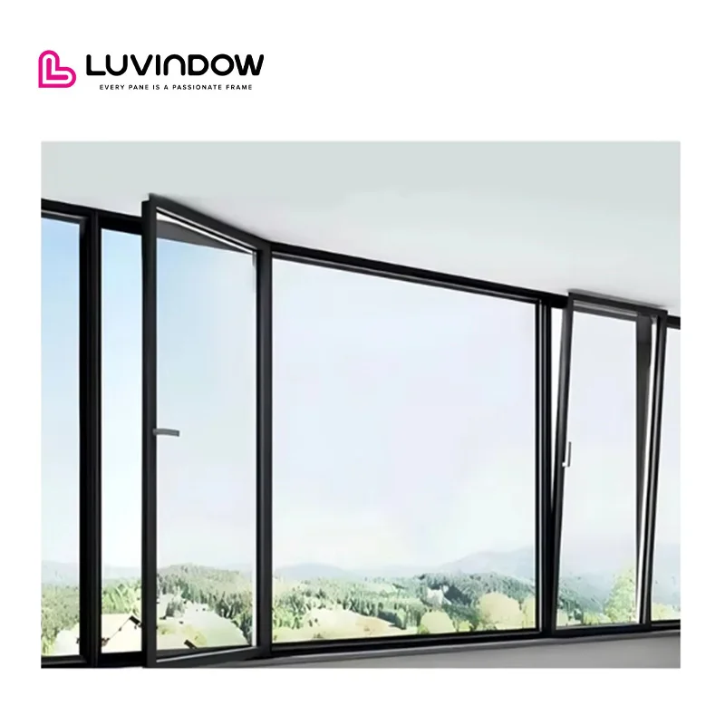 Ultra Narrow Frame House Window Design Anti-deformation Heat Insulation Aluminum Black Tilt Turn windows