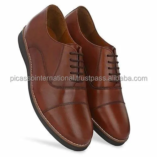 Superior Quality Men's Smart Casual Office Party Wear Top Grain Cow Hide Genuine Leather Shoes from Indian Manufacturer