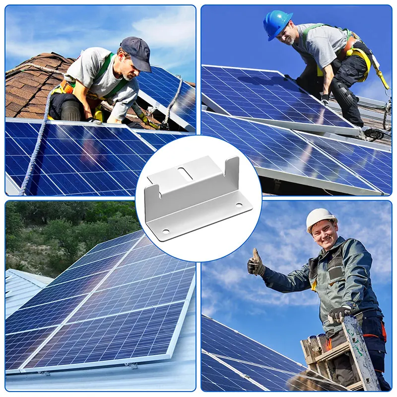 EFUTURETIME 16 x Support Panneau Solaire en Z Fixation Panneau Solaire en Aluminium Avec Ecrous et Boulons, Support de Panneaux Solaire pour Bateaux, Varavanes, Véhicules de Loisirs, Toit