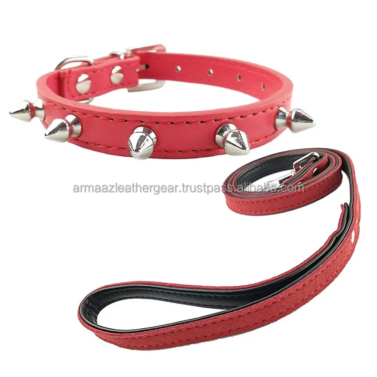 Good Quality Hot Selling Cowhide Pure Leather Dog Collar Leash Lead Set