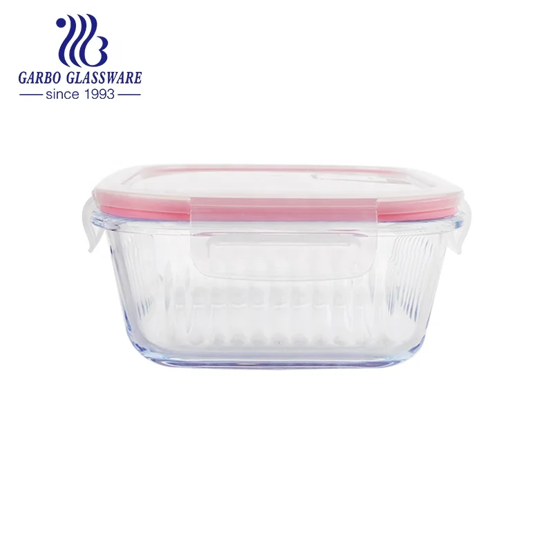 800ml Glass Lunch Box Square Shape Glass Food Storage Container Office Use Oven Safe 6inch Glass Lunch Box with Lid